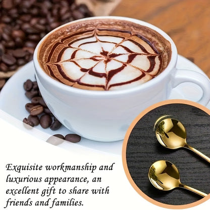 Gold-Tone Coffee Stirring Spoons - Ideal for Serving Desserts and Fruits