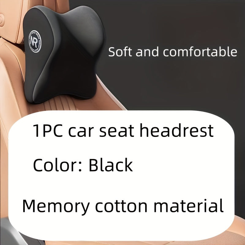 Ergonomic memory foam car seat pillow set with headrest and lumbar support, adjustable strap and breathable design for driving comfort.