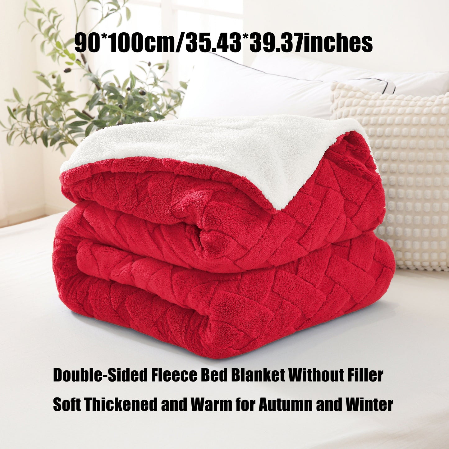 Stay cozy and stylish with our 1pc Solid Color Blanket featuring a 200GSM Soothing Lint and 180GSM Sherpa composite double-layer design. This double-layer blanket includes a rhombus jacquard pattern and is perfect for all seasons. Whether in the bedroom