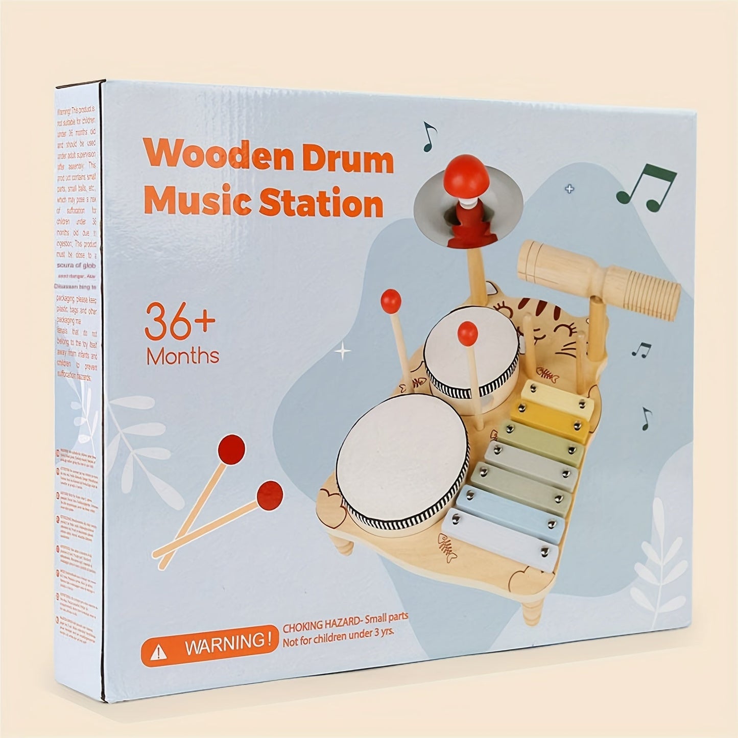 YIDIEMO Kids Drum Set with Tambourines - 10-in-1 Musical Instruments for Toddlers, Percussion Wooden Baby Toys, Developmental Early Teaching Aids, Preschool Drum Kit Xylophone for Kids - Perfect for Birthdays, Halloween, and Christmas!