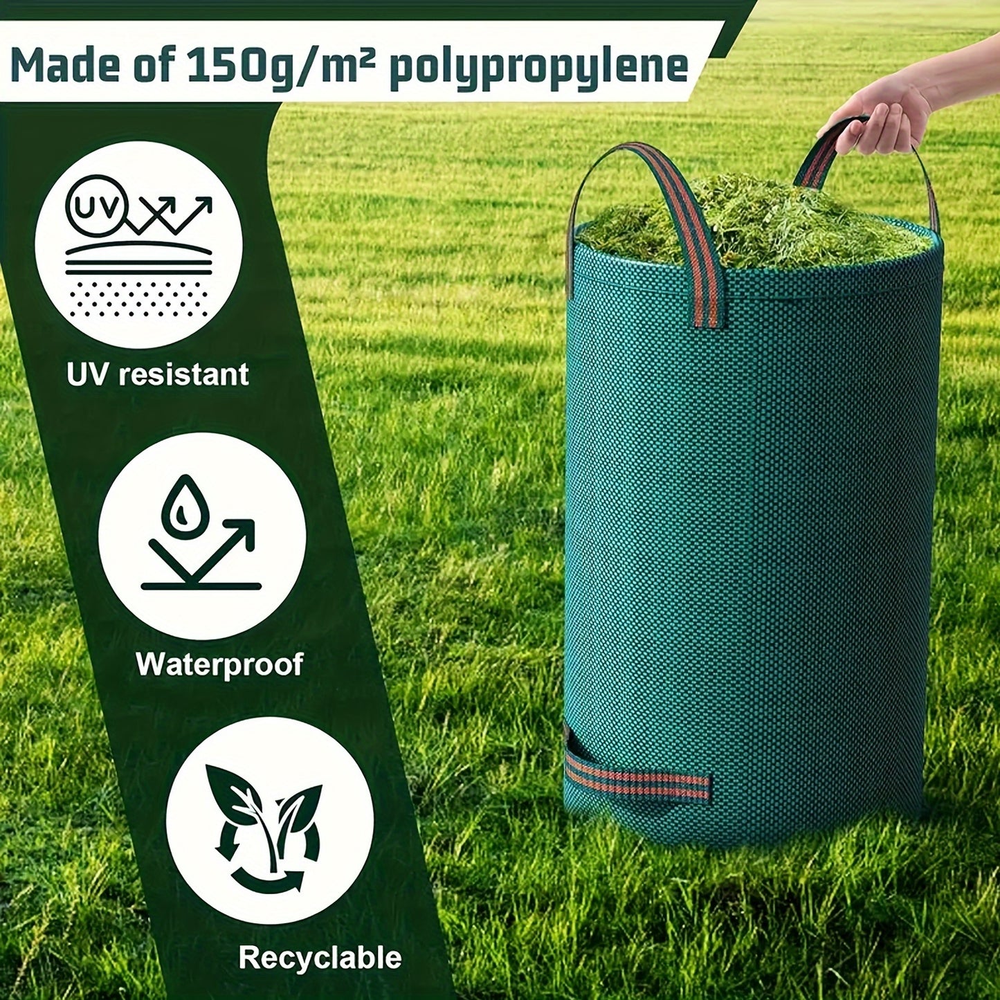 1pc Durable Garden Leaf Bag - 300L/500L/120L Reusable Yard Waste Sacks, Waterproof PP Material, Outdoor Compost Bin with Handles