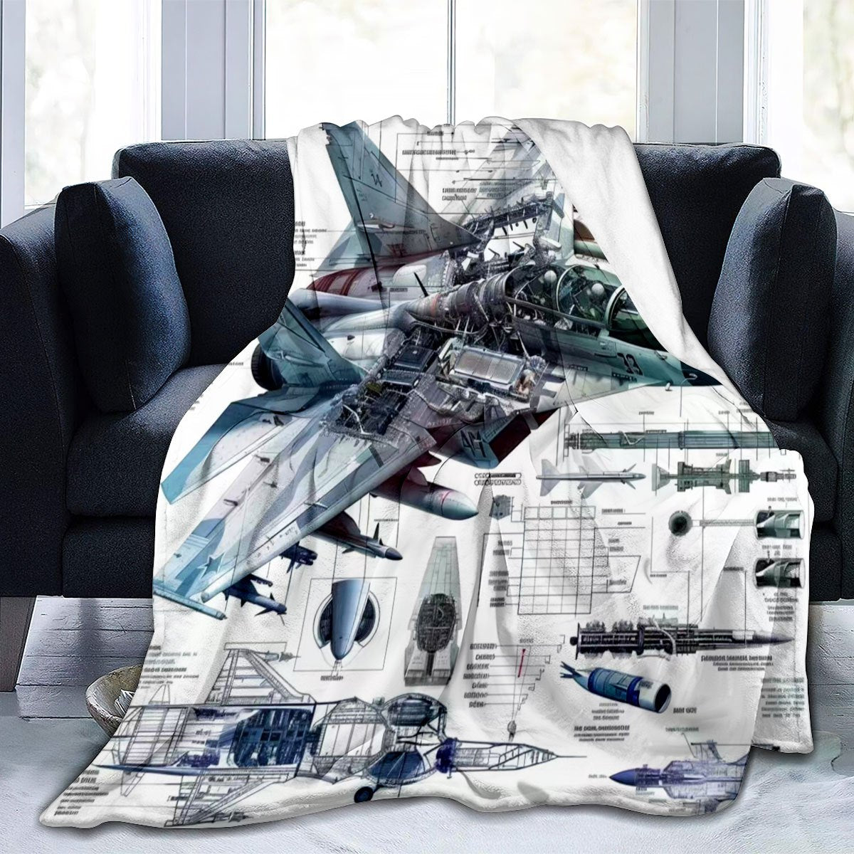 Stay cozy and warm with this military enthusiast fighter jet print flannel blanket. Made of 100% polyester, this blanket is perfect for all seasons and offers comfortable warmth. Featuring a digital print design, this blanket weighs between 200-250gsm