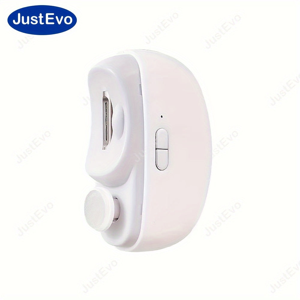 JUSTEVO Electric Nail Clipper is a USB rechargeable tool with a 400mAh lithium polymer battery. It is perfect for manicure, nail filing, polishing, and shaping. An ideal gift for friends