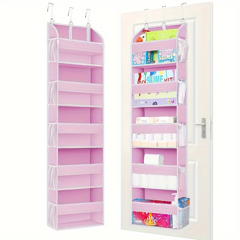 Door Hanging Storage Organizer featuring 5 pockets and 10 mesh bags, with a weight capacity of up to 44lbs (approx. 20kg). This organizer includes a clear window for easy visibility and is perfect for storing items in the bedroom, shoes, diapers, or