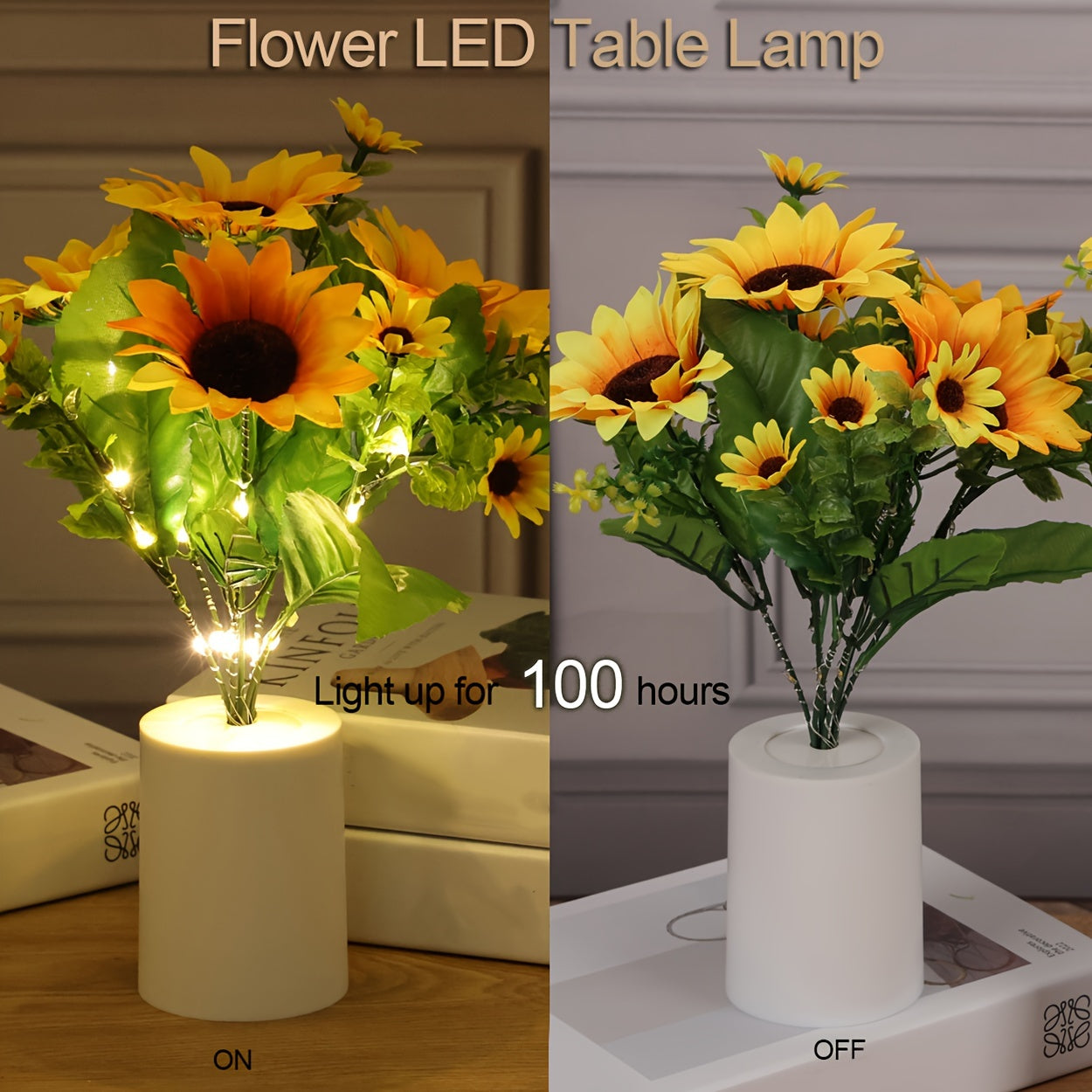 Sunflower Simulation Bouquet Night Light for Living Room and Bedroom, battery operated (batteries not included)