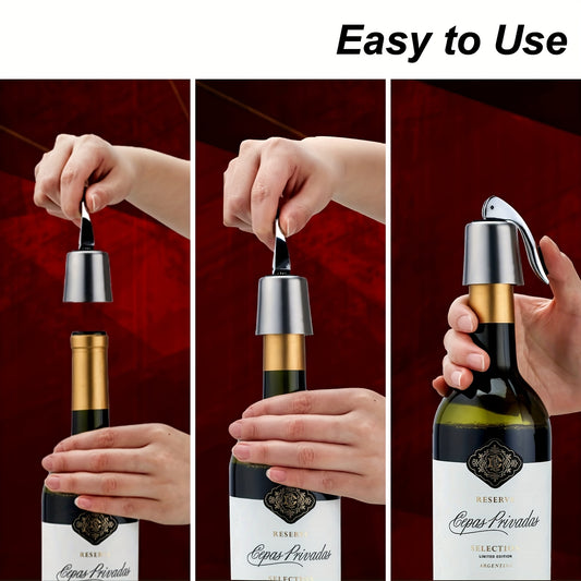 Set of 2 wine bottle stoppers with silicone sealers for keeping wine fresh. Ideal gift for friends, family, and parties, perfect for Christmas.