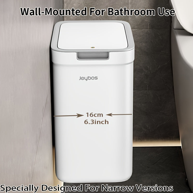 Wall-mounted trash bin with quiet close, polished finish, ideal for kitchen, bathroom, and dorm storage.