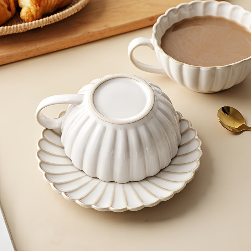 Elegant Ceramic Teacup & Saucer Set, Ideal for Tea Parties, Garden Gatherings, and Gifts