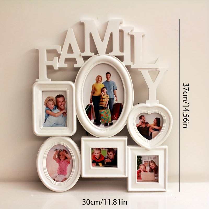 Display cherished memories with this Family Photo Frame Wall Hanging. Holds 6 multi-sized pictures, perfect for decorating your home and makes a great gift for Halloween, Thanksgiving, and Christmas.