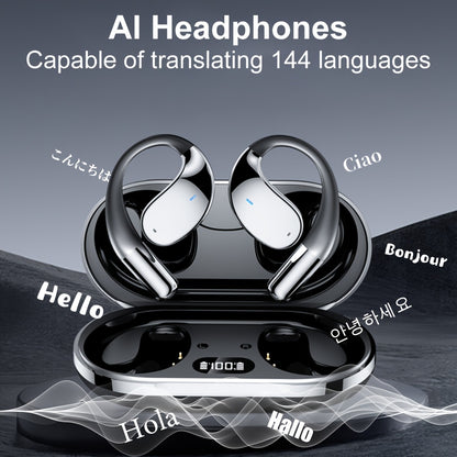 1pc OURLIFE AI Smart Translation Earbuds with 144 language support, digital display, long-lasting battery, deep bass, call control, and rechargeable lithium polymer battery.