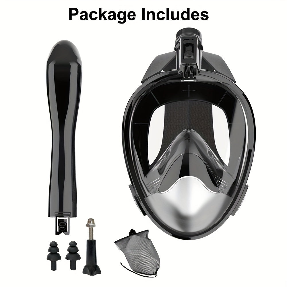 1pc JoyMaySun Silicone Snorkeling Mask for Adults, Leakproof Anti-Fog PC Material, 180° Panoramic View with Camera Mount, Black | Underwater Exploration Gear.