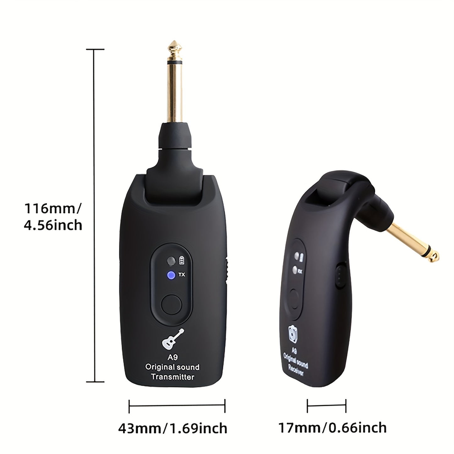 2.4GHz Wireless Guitar System for Various Instruments. Rechargeable Audio Transmitter Receiver.