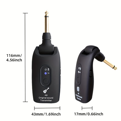 2.4GHz Wireless Guitar System for Various Instruments. Rechargeable Audio Transmitter Receiver.