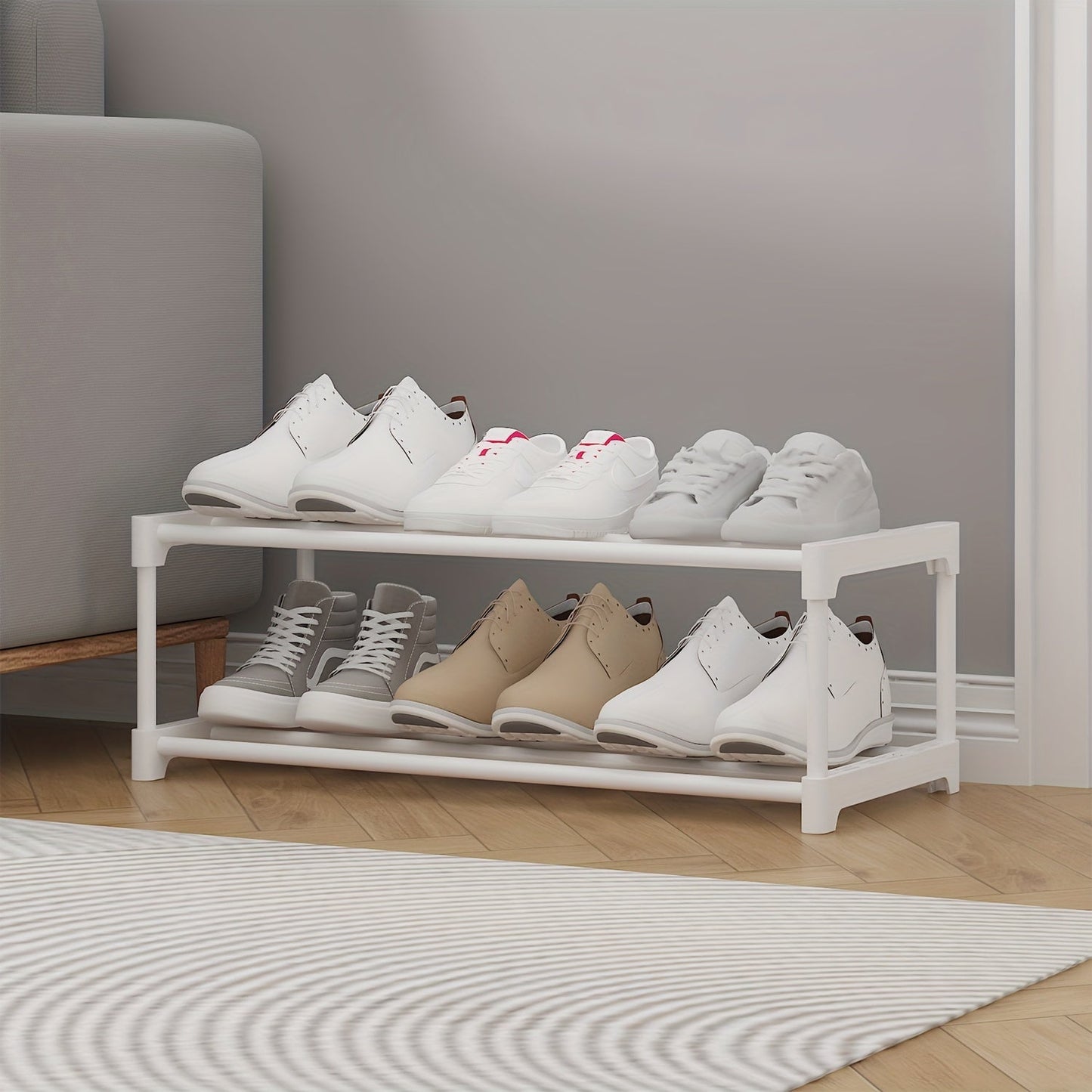 Durable 3-Tier Metal and Plastic Shoe Rack - Enhanced Strength and Stability, Simple to Assemble, Spacious Storage for Entryway and Living Room, Accommodates Different Shoe Styles, Shoe Organizer with Multiple Layers