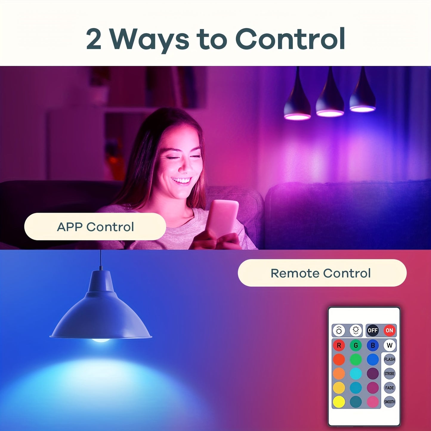 LCUTML Smart LED Bulbs offer RGBW color changing, dimmable options, music sync, and app control for easy home installation. They are energy saving and come with a remote, suitable for a