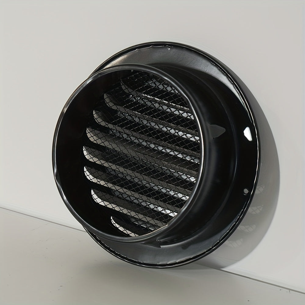 Sleek Black Stainless Steel Vent Grille - Wall-Mounted for Efficient Outdoor Drainage in Kitchens & More, Available in Various Sizes (70/80/100/150/200mm Round)