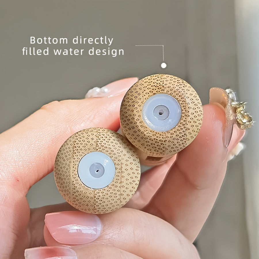 Set of bamboo shell perfume atomizers, refillable spray bottles in 5ml & 8ml sizes. Portable and luxurious fragrance dispensers with visible window, ideal for travel and outdoors.