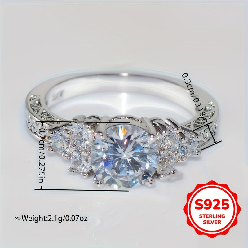 925 Sterling Silver Halo Ring with Sparkling Zirconia, Perfect for Engagements and Weddings, Ideal Gift for Women.