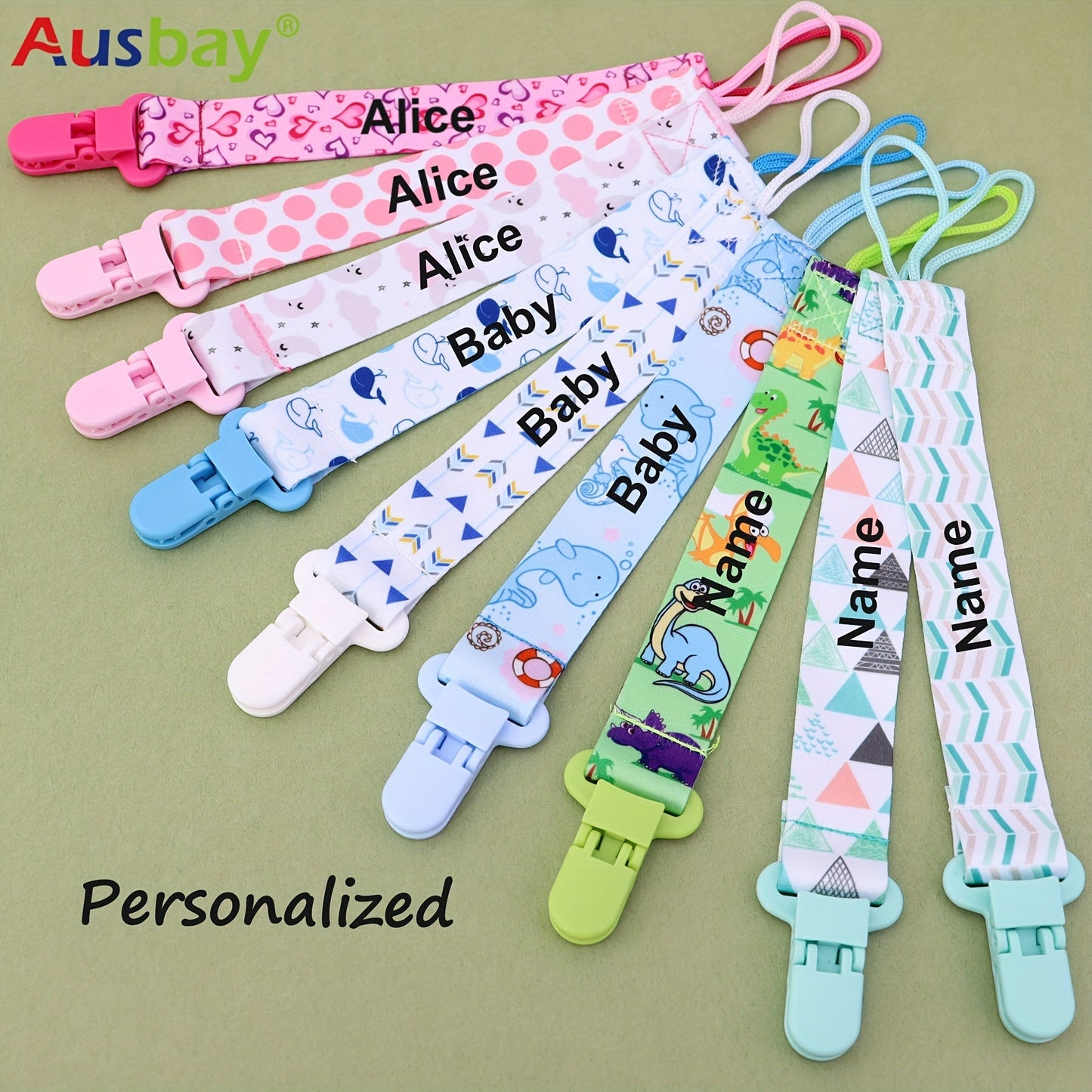 Personalized Baby Pacifier Holder Clips in Custom Gift Bags for Boys & Girls with Cute Patterns, Perfect for Halloween, Christenings, Thanksgivings, and Christmas Gifts