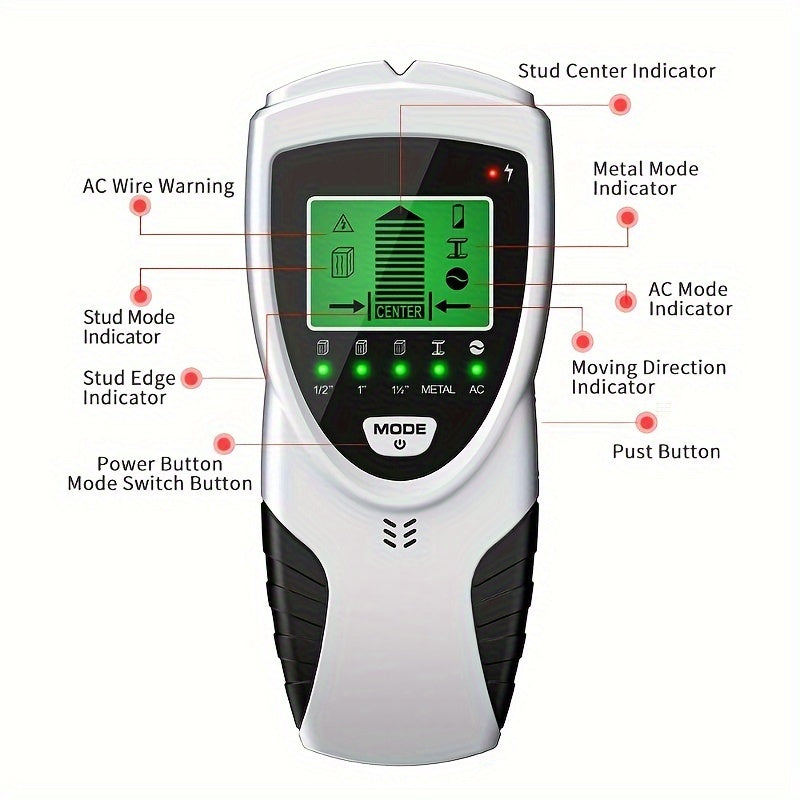 SH301 Wall Scanner accurately detects wood, metal, and wires with LED LCD display.