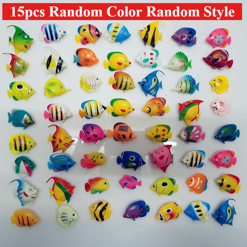 15 realistic moving artificial fish for tank or bathroom decoration.