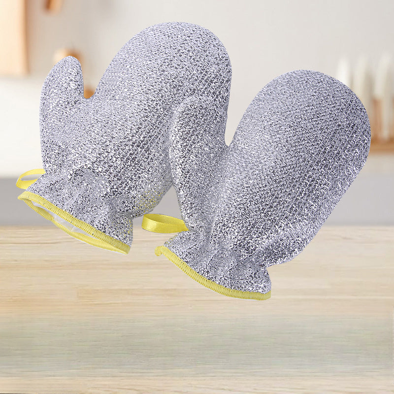 Pair of Kitchen Dishwashing Gloves - Resistant to Heat, Waterproof and Equipped with a Built-In Scrubber for Effective Cleaning