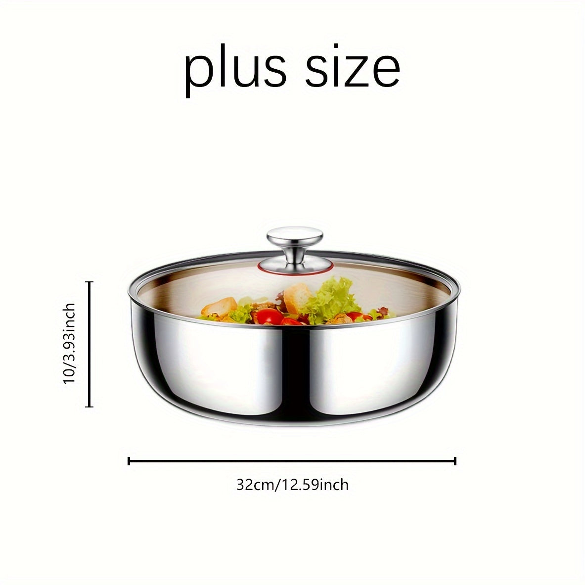 Large 29.97/32.0cm Stainless Steel Cooking Pot with Glass Lid - Versatile, High Capacity, Food-Grade, Induction Ready for Baking & Hot Pot Cooking