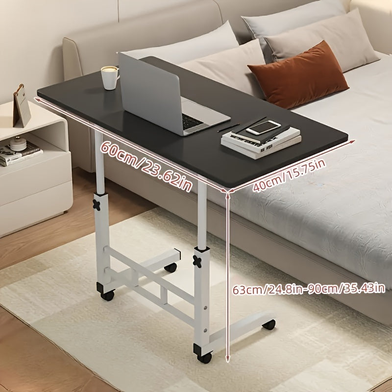 Multipurpose Folding Table with Storage Rack and Adjustable Height - Universal Pulley for Easy Mobility - Ideal for Bedroom, Living Room, Outdoor Office, and Study - Can be Used as a Student Study Table, Laptop Table, Office Table, Lazy Table, or Bedside