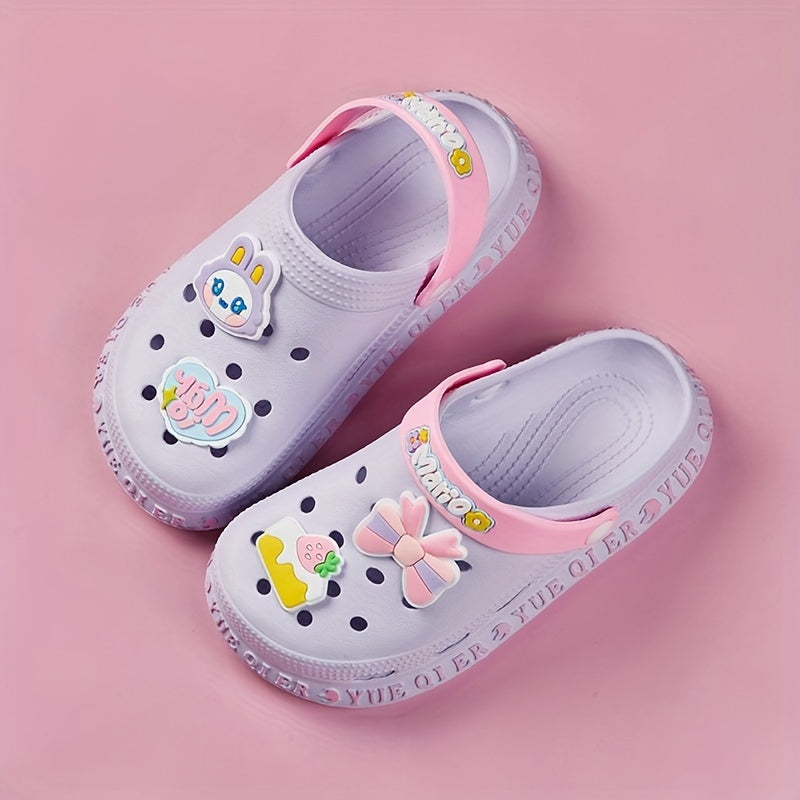 Stylish cartoon sandals for girls, quick-drying clogs for all seasons.