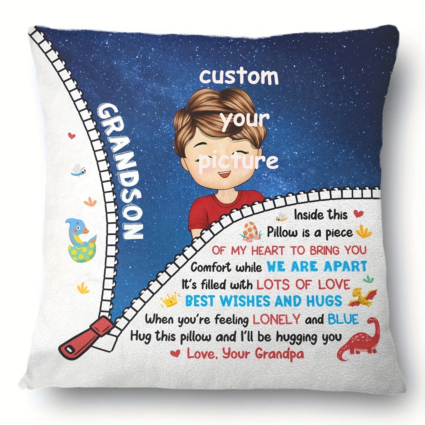 Custom 18x18 inch Soft Plush Pillow with 'Hug This, I'll Be Hugging You' Message - Ideal Grandkids Gift (Pillow Insert Not Included)