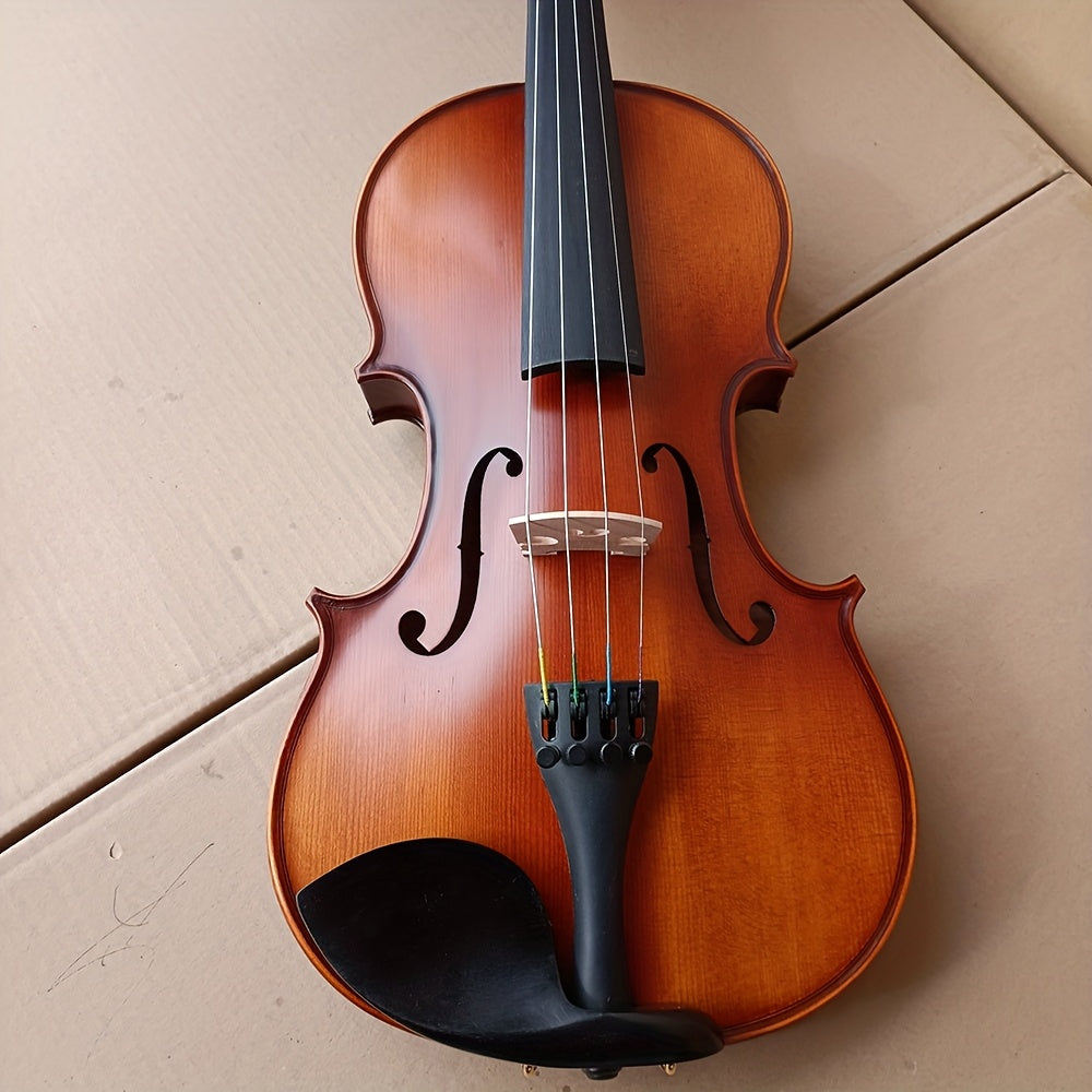 Complete violin ensemble with classic design and fine craftsmanship, includes L&K K-10 Tiger Stripe Maple Wood Violin Set, 4/4 Full Size 1716 Replica, Olive Brown with Spruce Top, Ebony