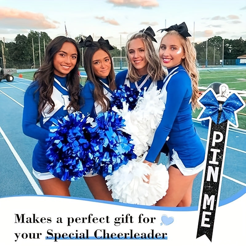 12 Sparkly Cheerleader Bow Keychains adorned with Rhinestones - Glittery Ribbon Charms for Backpacks, Bags, and Keys - Ideal Present for Enthusiastic Sports Supporters