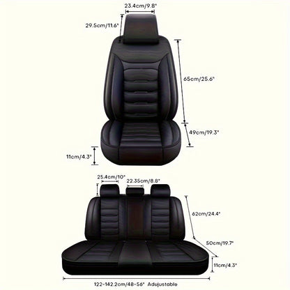 5-Seat car seat covers made of faux leather, resistant to scratches and wear, suitable for SUVs and sedans all year round.