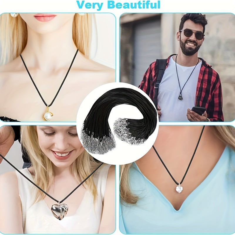 Set of 100 Nylon Cord Necklaces with Lobster Clasps, 1.5mm Thick in Black Korean Waxed Rope Chains for Crafting Jewelry, Featuring Geometric Pattern Fashion Theme, No Mosaic Design, White K Plated - Available in Assorted Lengths of 45/50/60cm