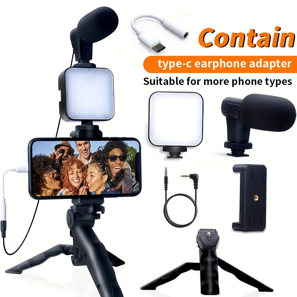 Compatible with both iPhone and Android, the Beginner Video Blogging Kit includes a 10-inch tripod, phone holder, and mini shotgun microphone. Ideal for live streaming, video calls