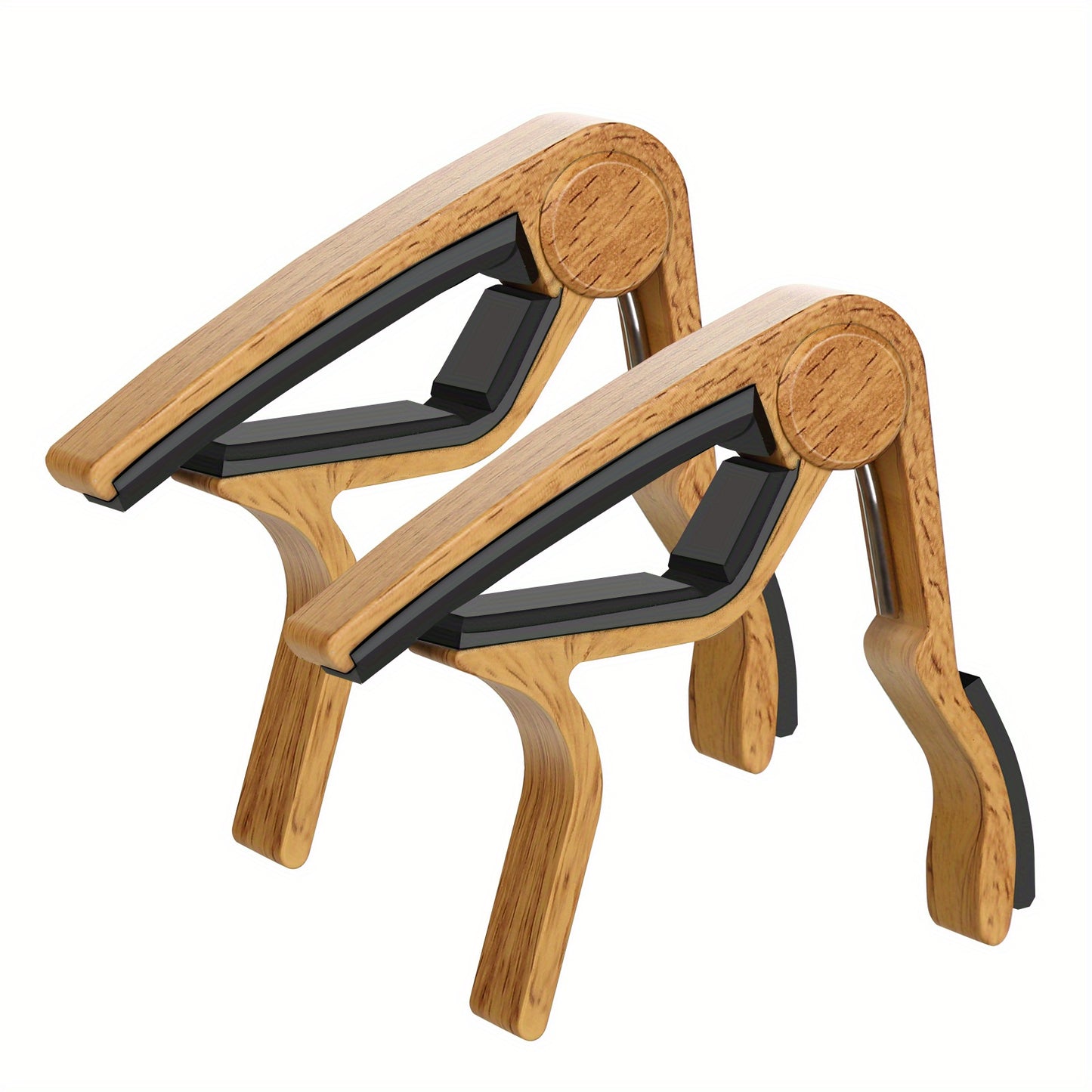 Pair of Guitar Capos for Acoustic, Electric, and Bass Guitars in Black and Rosewood.