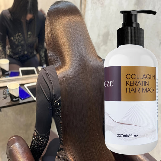 GZE Collagen Keratin Hair Mask deeply conditions dry hair with Argan Oil, Coconut Oil, and Shea Butter.