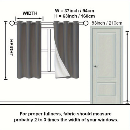 Suhuan Top Curtains, 2PC Set of 100% Blackout Insulation Soundproof Curtains with White Lining, Ideal for Bedroom, Office, Living Room, and Home Decor