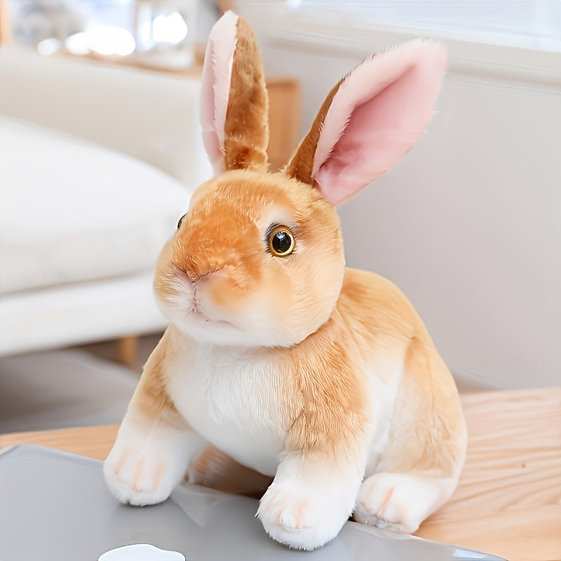 Preppy style plush rabbit toy with soft polyester filling and cover. Dry clean only. Ideal for Easter home decor with animal theme and no printing.