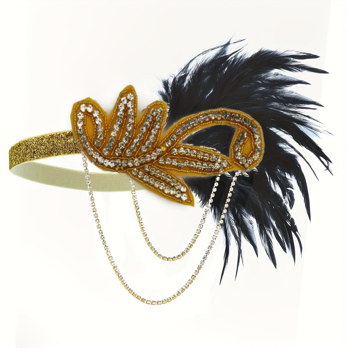 Faux Feather Headband with 1920's Style for Bachelorette Party, Masquerade, Halloween, and Rave - Hair Accessory for Women