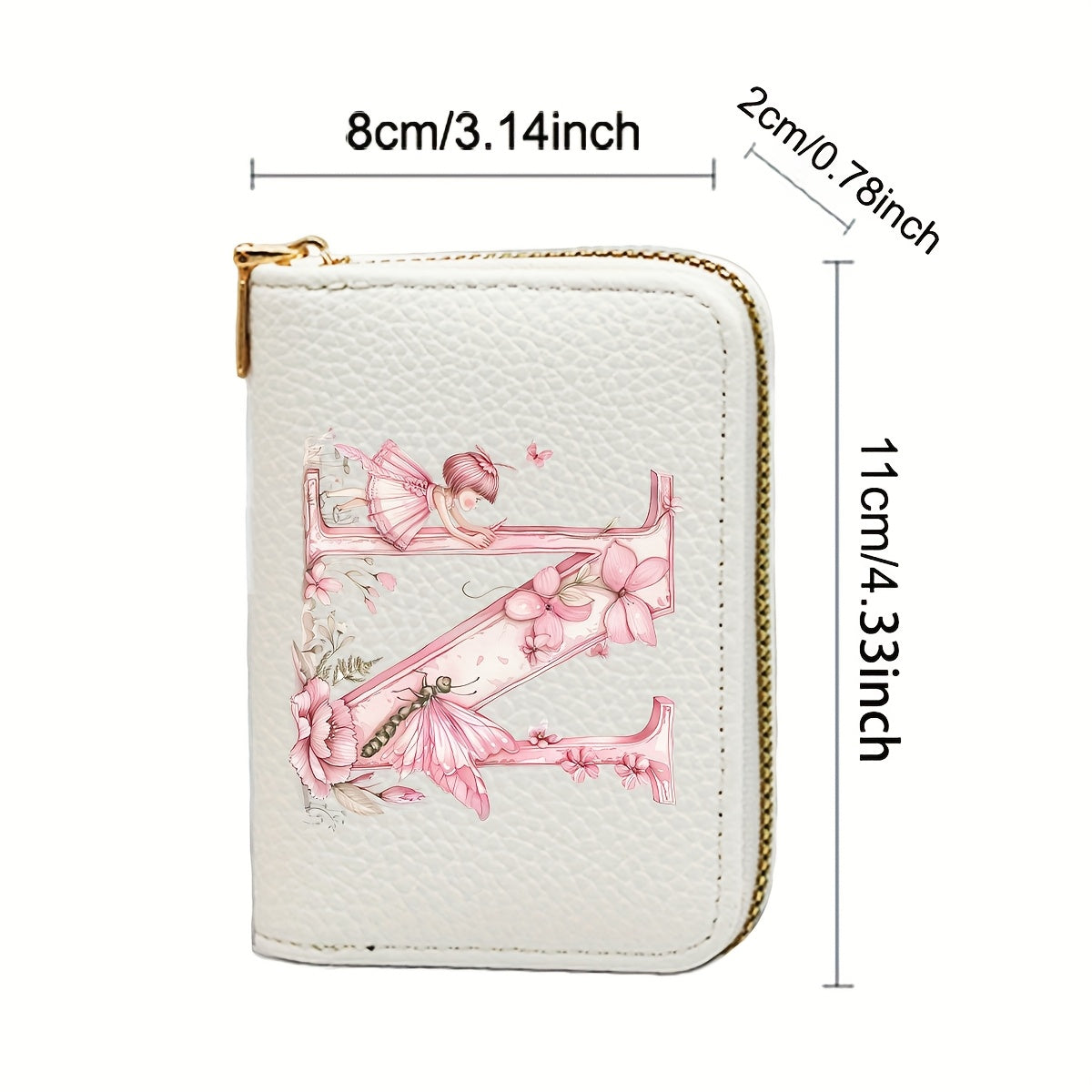 Stylish faux leather card holder for women with accordion-style pockets, coin pocket, zipper closure, polyester lining, edge paint detail, and unique print design.