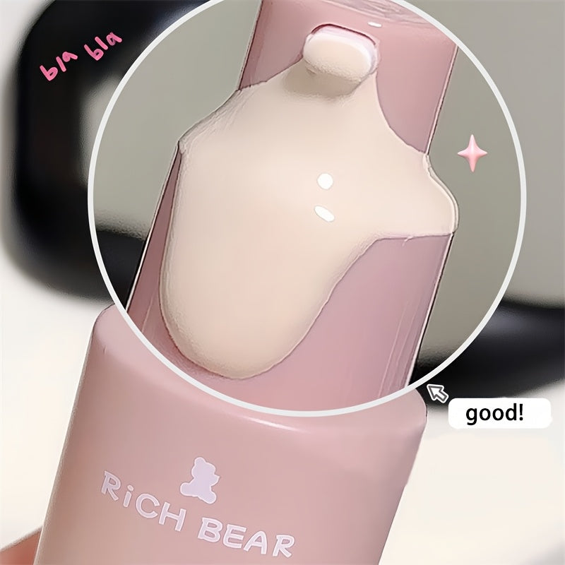 RichBear Soft Mist Long-lasting Liquid Matte Foundation with Oil Control, Concealer, Hydrating, Brightening, Waterproof, and Sweatproof properties.