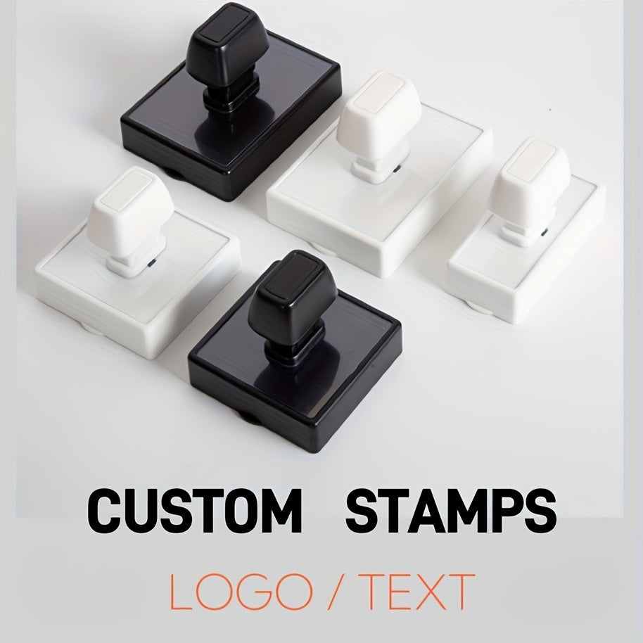 Large personalized stamp for small businesses and offices, available in multiple languages and square shape. Made of PE material and suitable for office use.