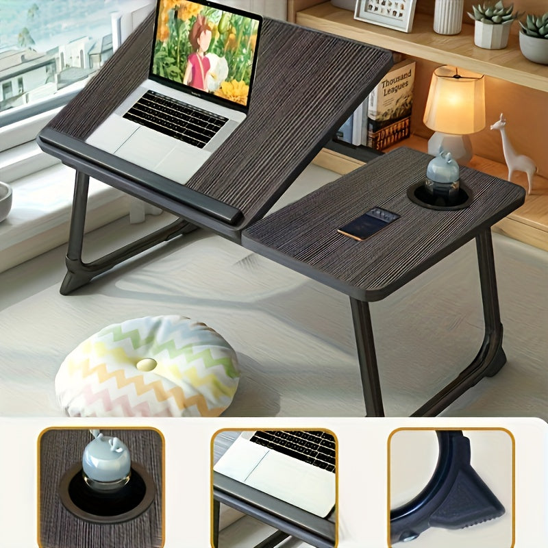 1pc adjustable five-speed table with cup holder, anti-slip strip, and multifunctional design.