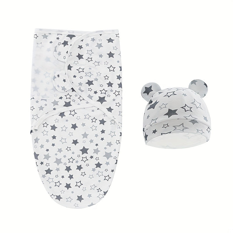 Newborn newborn swaddle set includes adjustable sleeping bag for prevention of startle reflex.