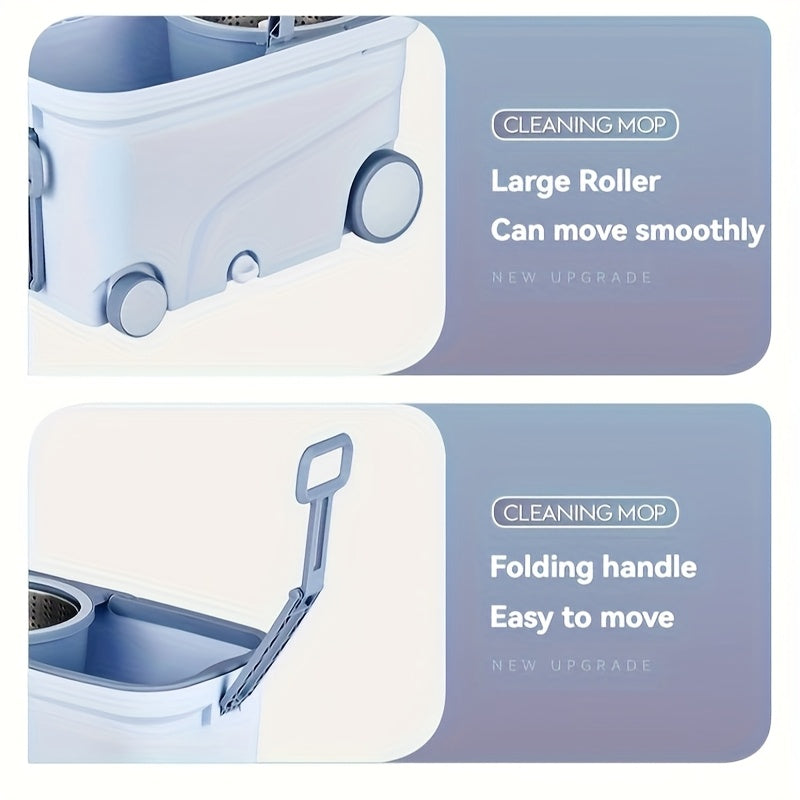 Get your hands on the 1-piece EasyClean Spin Mop and Bucket Set! This set comes with a self-wringing microfiber mop head, a thickened mop head, and centrifugal water dumping. Perfect for use in the living room, bedroom, bathroom, toilet, and kitchen.