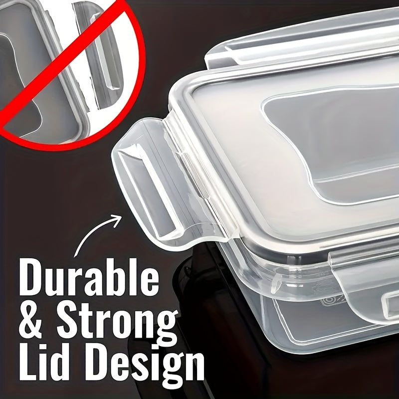 Set of 12 Food Storage Containers with Lids, Airtight and Leak Proof, Easy Snap Lock, BPA-Free Plastic. Perfect for Picnics, Camping, Office, School, and Kitchen Supplies.