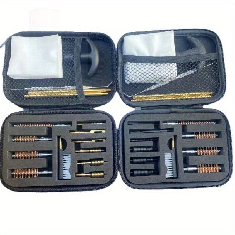 Nylon Portable Gun Cleaning Kit with Zipper Storage Case - Includes Barrel Brush Sleeves, Protective Hard Shell Carry Case, Anti-Fall and Pressure-Resistant Features - Ideal for Firearm Maintenance and Cleaning