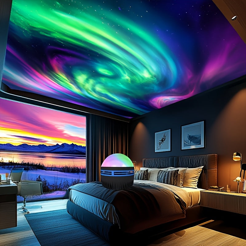 Northern Lights projection night light - black plastic novelty toy for bedroom décor.