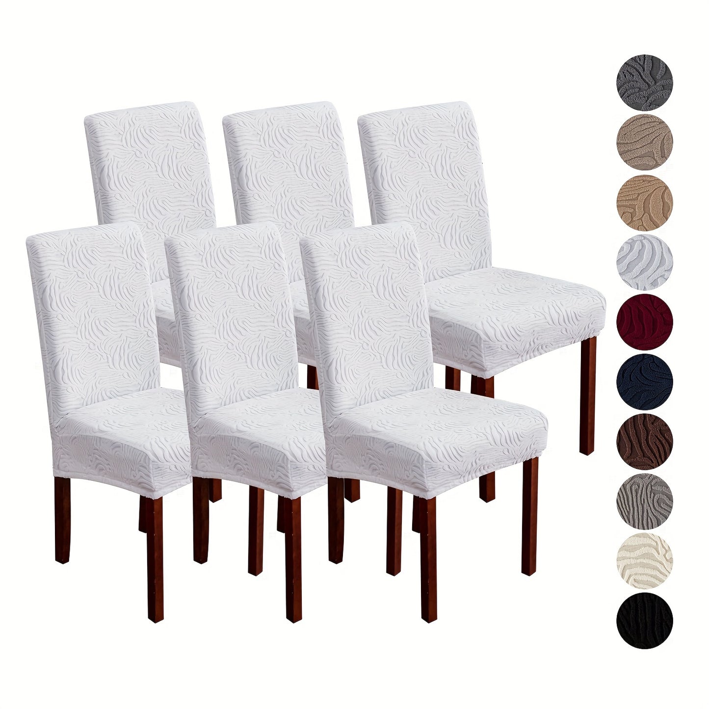 6 Leopard Print Mid-Back Chair Covers - Stretchy, All-Season Slipcovers for Dining Chairs